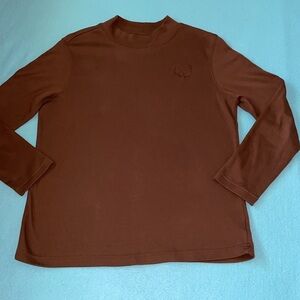 BLAIR mock turtleneck long sleeve chocolate brown embroidered crest fall size M